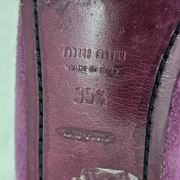 MIU MIU purple leather suede ruffle toe flats 35.5 - Picture 9 of 9